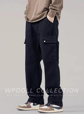 it neith BIAS美式高街潮牌工装裤男黑色休闲牛仔裤秋季直筒裤子