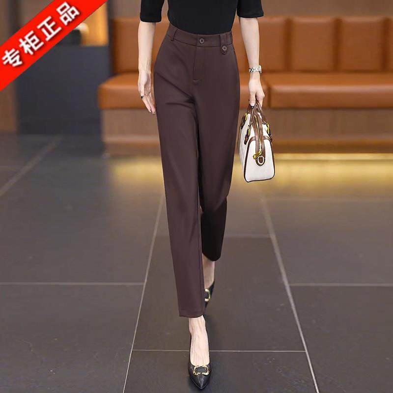 白领哥弟新高档西装裤女夏季薄款直筒烟管裤小个子高腰显瘦哈伦裤