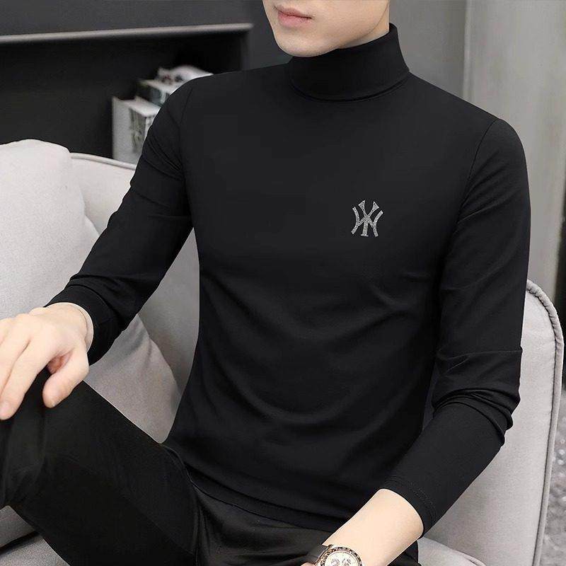 高领打底衫男长袖秋冬新款潮流修身加绒纯棉内搭时尚潮牌男士T恤