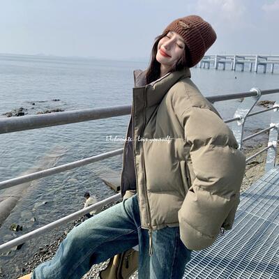 I.Tchooiate复古立领羽绒服女2025冬款加厚短款面包服白鸭绒外套