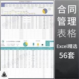 合同管理系统56套表格到期提醒应收应付账款合同登记表销售台账表
