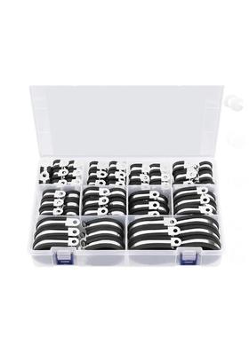 110PCS盒装04不锈钢连胶条卡箍喉箍/缓冲绝缘电缆管夹