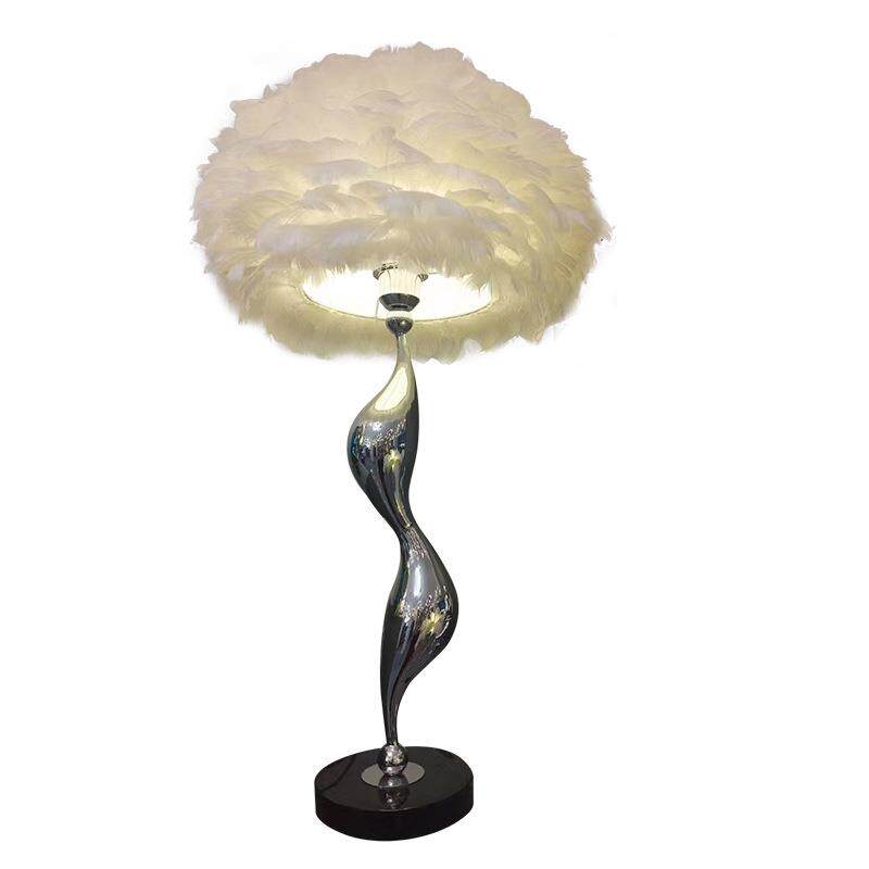 网红ins风羽毛灯台灯客厅卧室落地灯氛围装饰床头灯台灯羽毛台灯