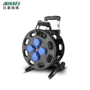移动电缆盘220V线盘电线空盘带线加长50收卷线器100米绕带轮拉杆