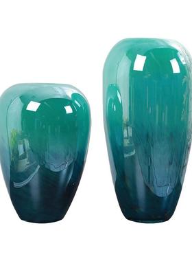 简约高级插花摆件客厅轻奢大气玻璃落地高档时尚网红琉璃花瓶