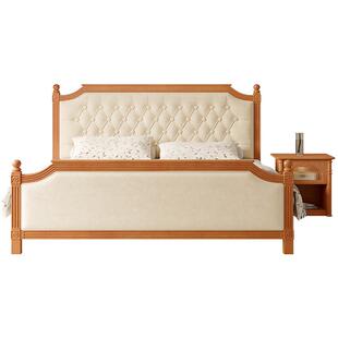 美式乡村实木床主卧轻奢1米8家用双人床软包床简约现代法式复古床