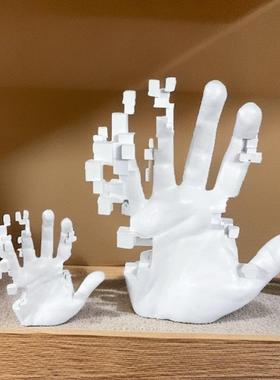 北欧风创意树脂马赛克手掌雕塑摆件家居客厅玄关柜样板间软装饰品