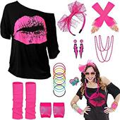 80年代女式 派对配饰服装 霓虹复古主题角色扮万圣节音乐节服饰