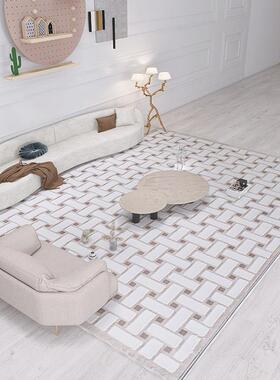 客厅地毯沙发茶几地垫白色侘寂风日式卧室床前毯北欧简欧3D立体