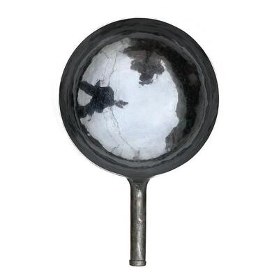 章丘手工锻打铁锅黑锅家用无涂层木把圆底炒锅不粘锅铁锅现货