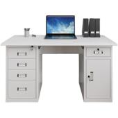 钢制员工办公桌子财务桌电脑桌职员写字台单人书桌带锁带抽屉家用