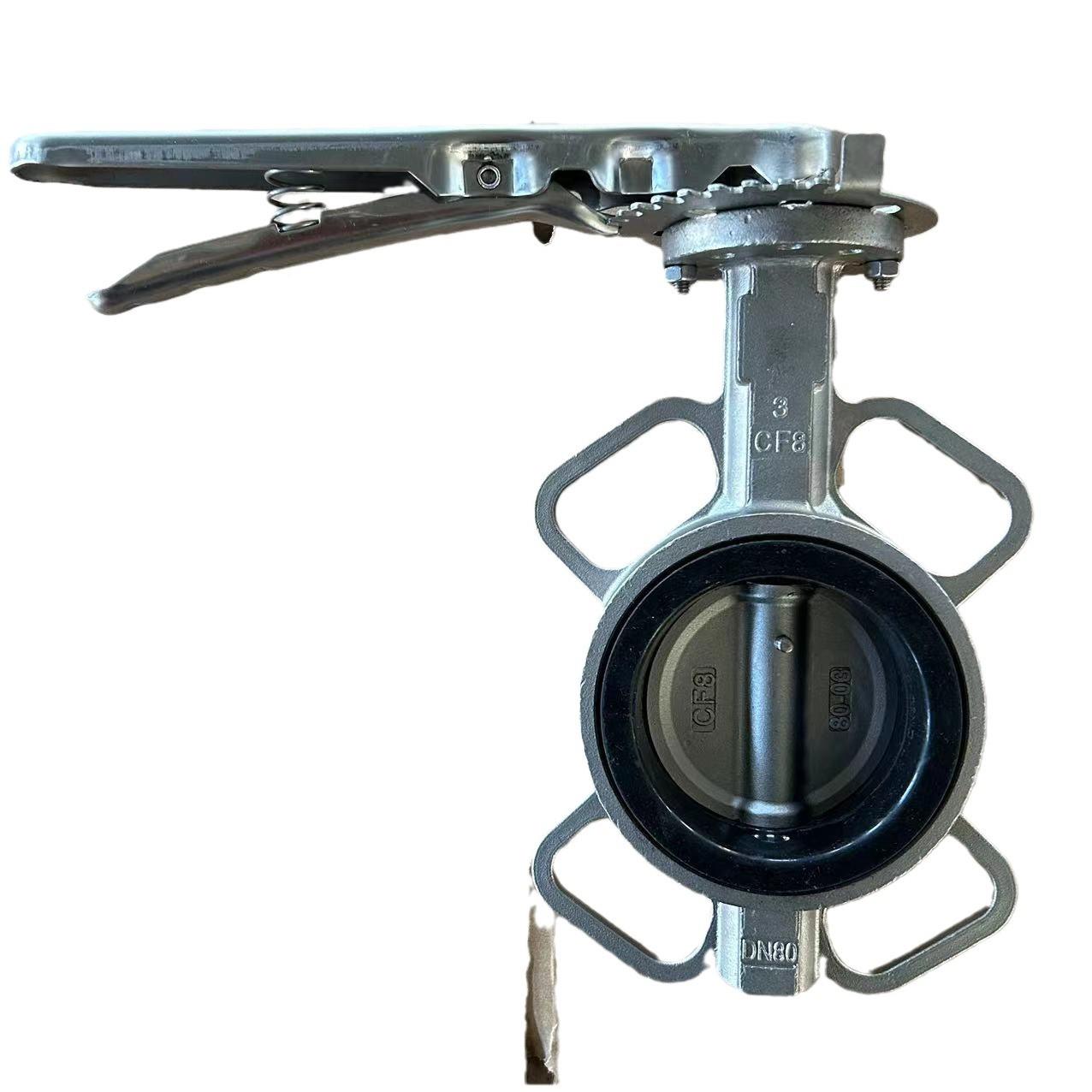 不锈钢对夹蝶阀不锈阀钢柄CF8手软密封蝶D1X-107/16P厂家河北