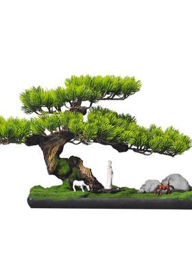 禅意中式茶桌盆景微景观仿真绿植物盆栽家居客厅售楼处样板房摆件