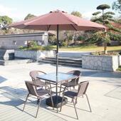 户外桌椅遮阳伞庭院花园奶茶店藤椅铁艺阳台休闲小桌椅组合三件套