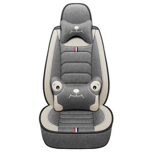 汽车坐垫亚麻四季通用布艺座套座垫全包防滑单个座椅套冬季全包围