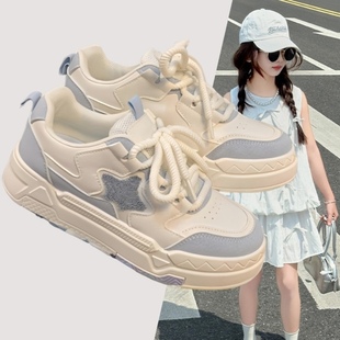 女童板鞋系鞋带2025年春秋季新款中大童防滑软底休闲鞋透气运动鞋