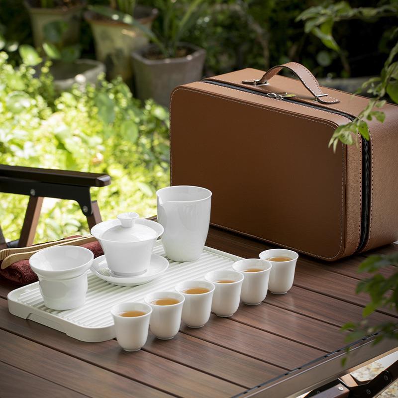 茶盘茶具套装德化白瓷旅行功夫茶具小号陶瓷泡茶公杯玻璃logo制作