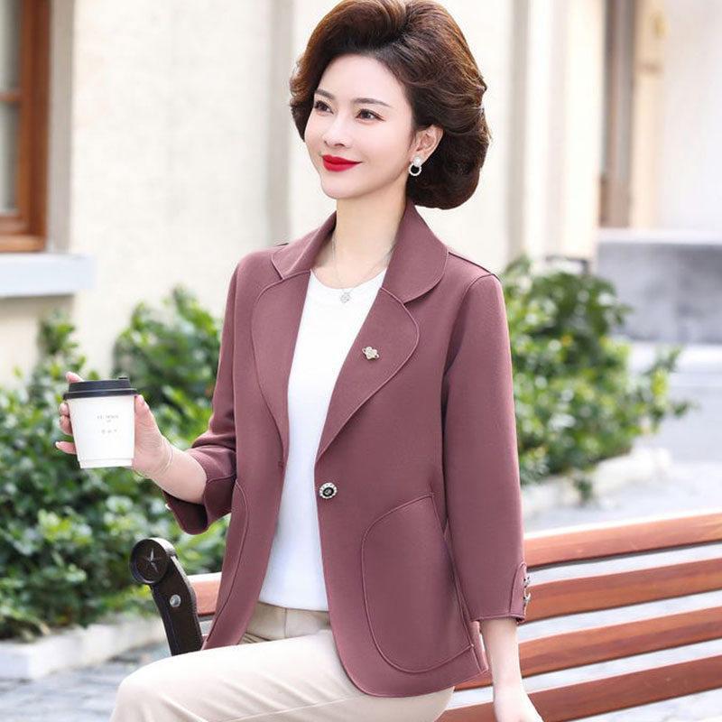 中老年妈妈小西装外套女春季薄款2026新款宽松大码时尚中夹克上衣