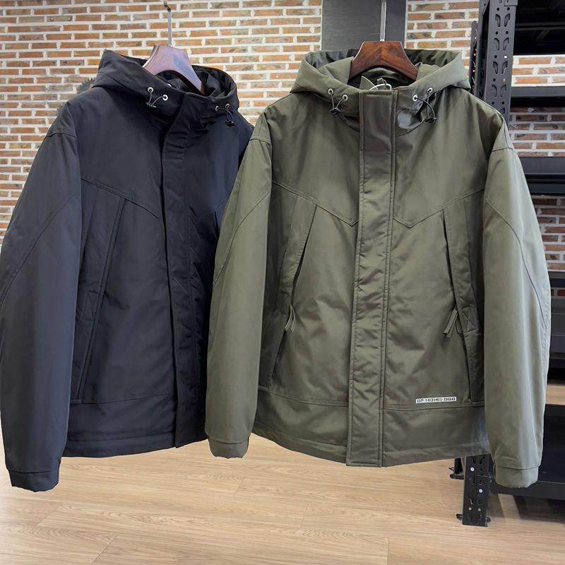 IT ins潮牌日系工装连帽夹克男春秋夹棉纯色大码薄款棉服外套