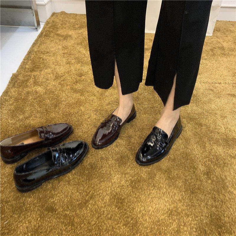香港覆古Jk平底鞋女式平底鞋小皮鞋2025夏季漆皮拖地便鞋多功能豆,女鞋,深口单鞋,淘宝优惠券,粉丝福利购,淘宝优惠卷