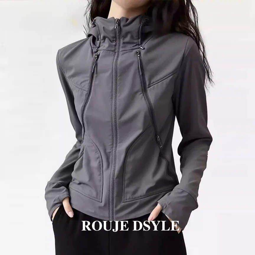 Rouje Dsyle灰色风衣女装2026秋季新款连帽冲锋衣复古高级感外套