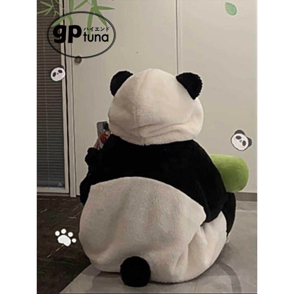 GPTUNA熊猫情侣睡袍秋冬季珊瑚绒加绒加厚大码连体睡衣男款家居服