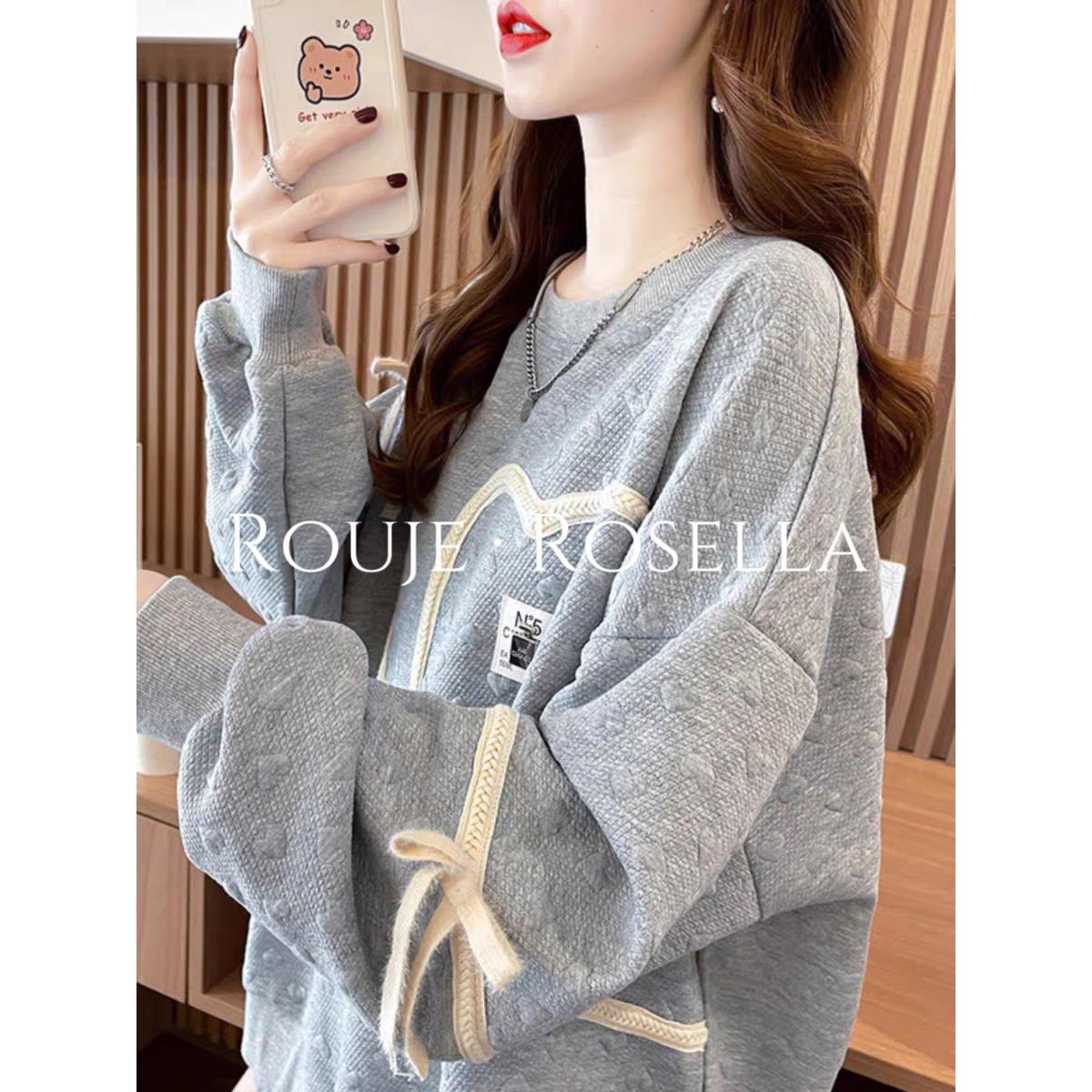 法国Rouje Rosella⭐慵懒风卫衣女春秋ins潮宽松休闲套头减龄上衣