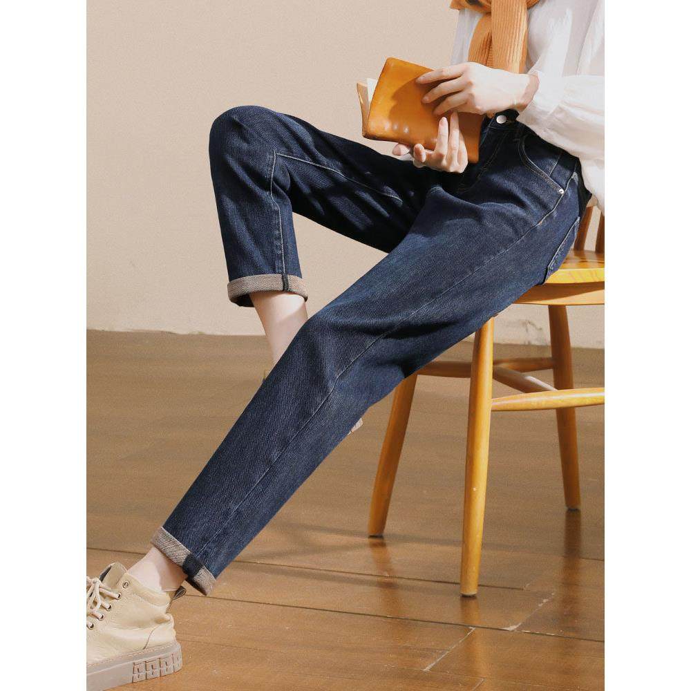 牛仔裤女春秋百搭2025年新款韩版哈伦裤高腰显瘦萝卜老爹裤子女潮