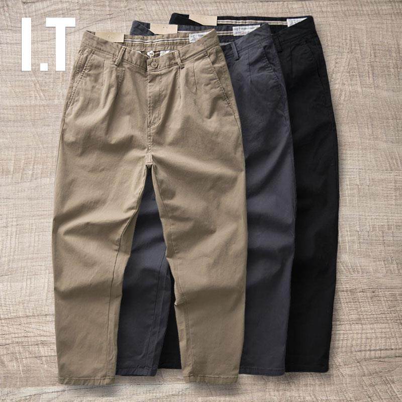 香港潮牌重磅工装裤男阿美咔叽春秋水洗微弹长裤锥形小直筒休闲裤