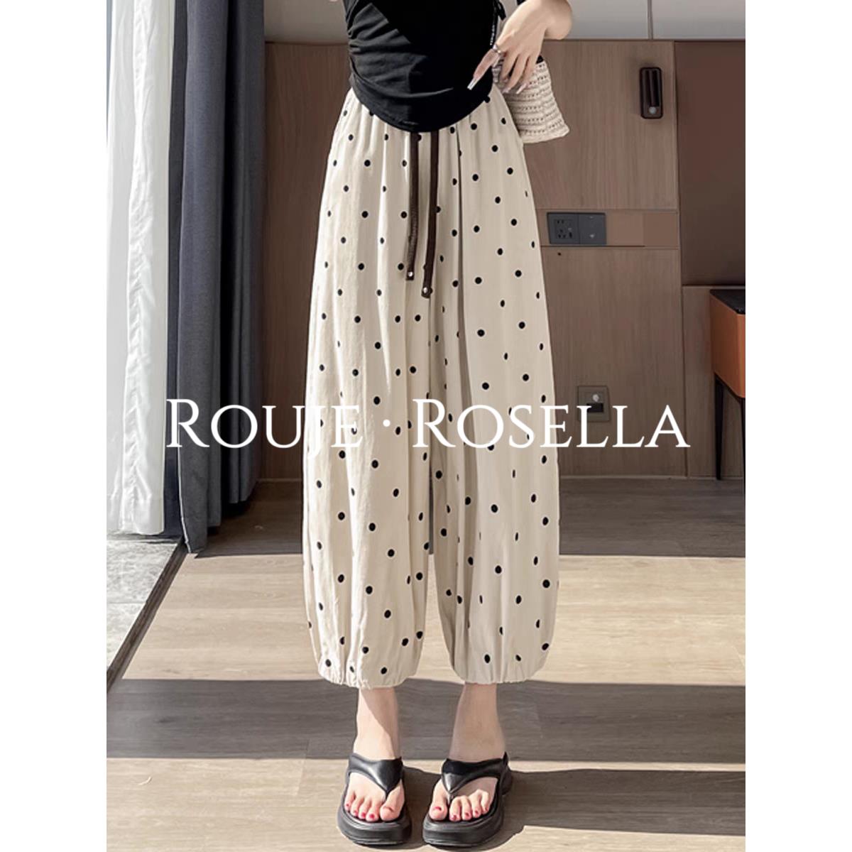 法国Rouje Rosella波点灯笼裤休闲裤女夏高腰宽松显瘦阔腿裤
