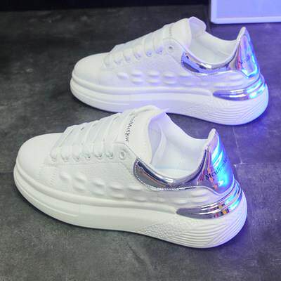 小白鞋男真皮夏季透气2025年新款百搭潮鞋厚底内增高情侣休闲板鞋