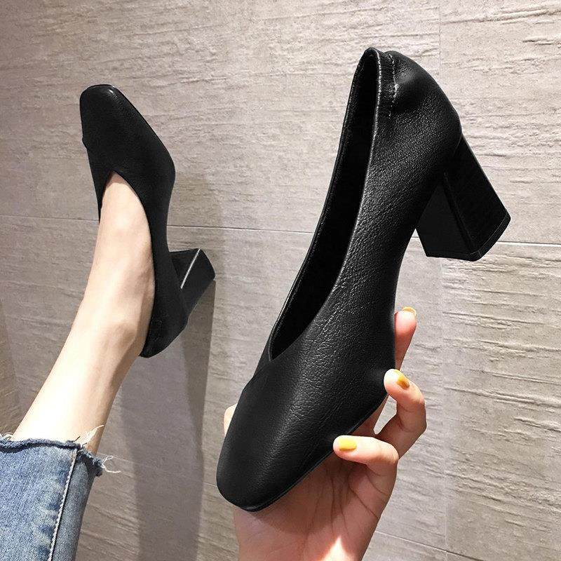 香港粗跟单鞋女士小皮鞋2025年新款百搭方头奶奶鞋法式高跟鞋女鞋,女鞋,浅口单鞋,淘宝优惠券,粉丝福利购,淘宝优惠卷