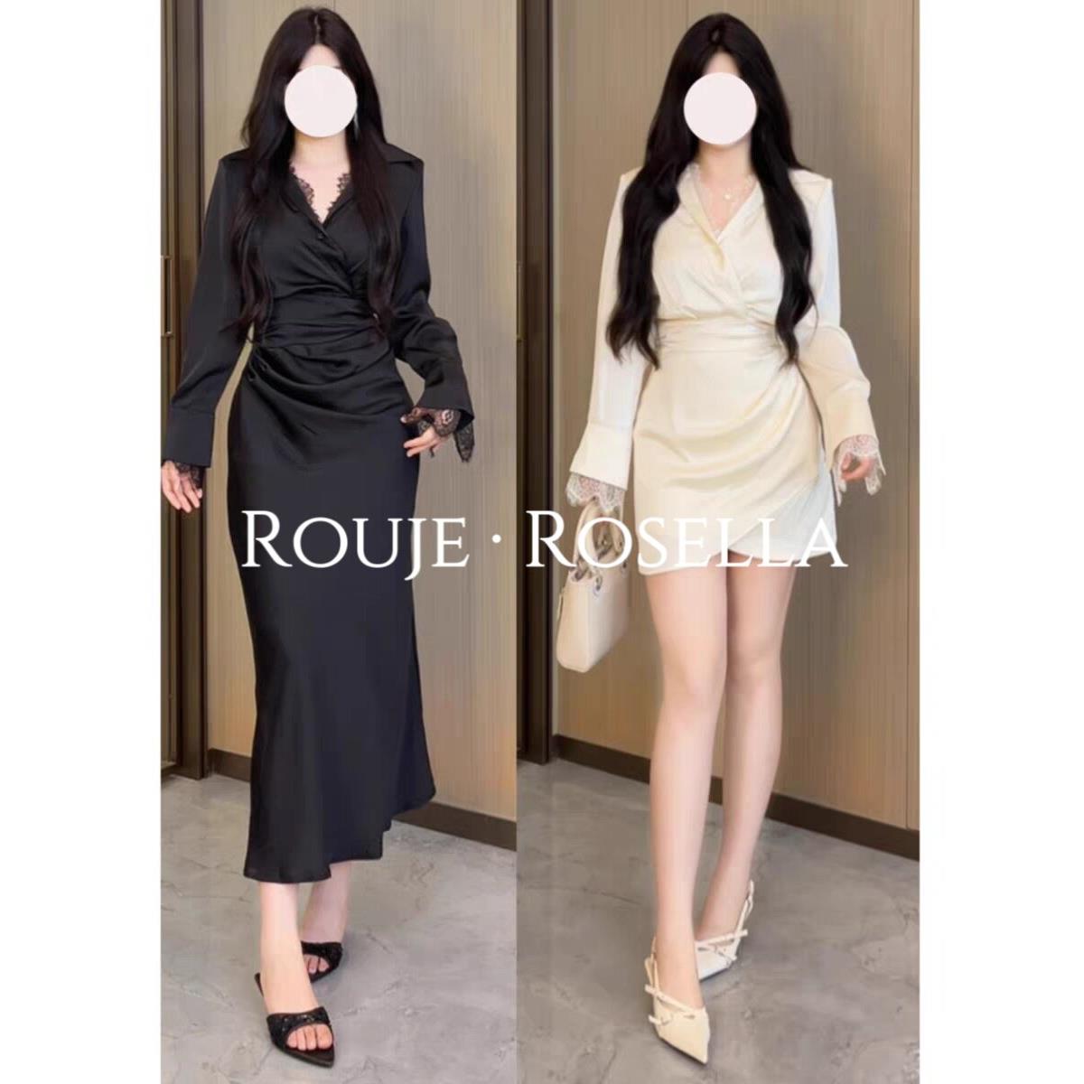 法国Rouje Rosella⭐高级感法式连衣裙女秋显瘦气质女神范裙子