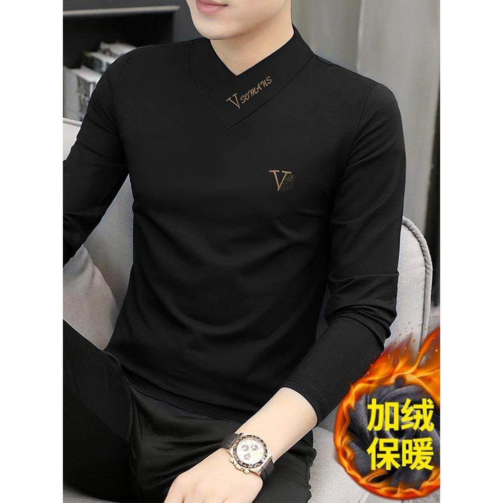 保暖内衣男加绒加厚冬季大码潮流打底衫可外穿银狐绒男士秋衣上衣