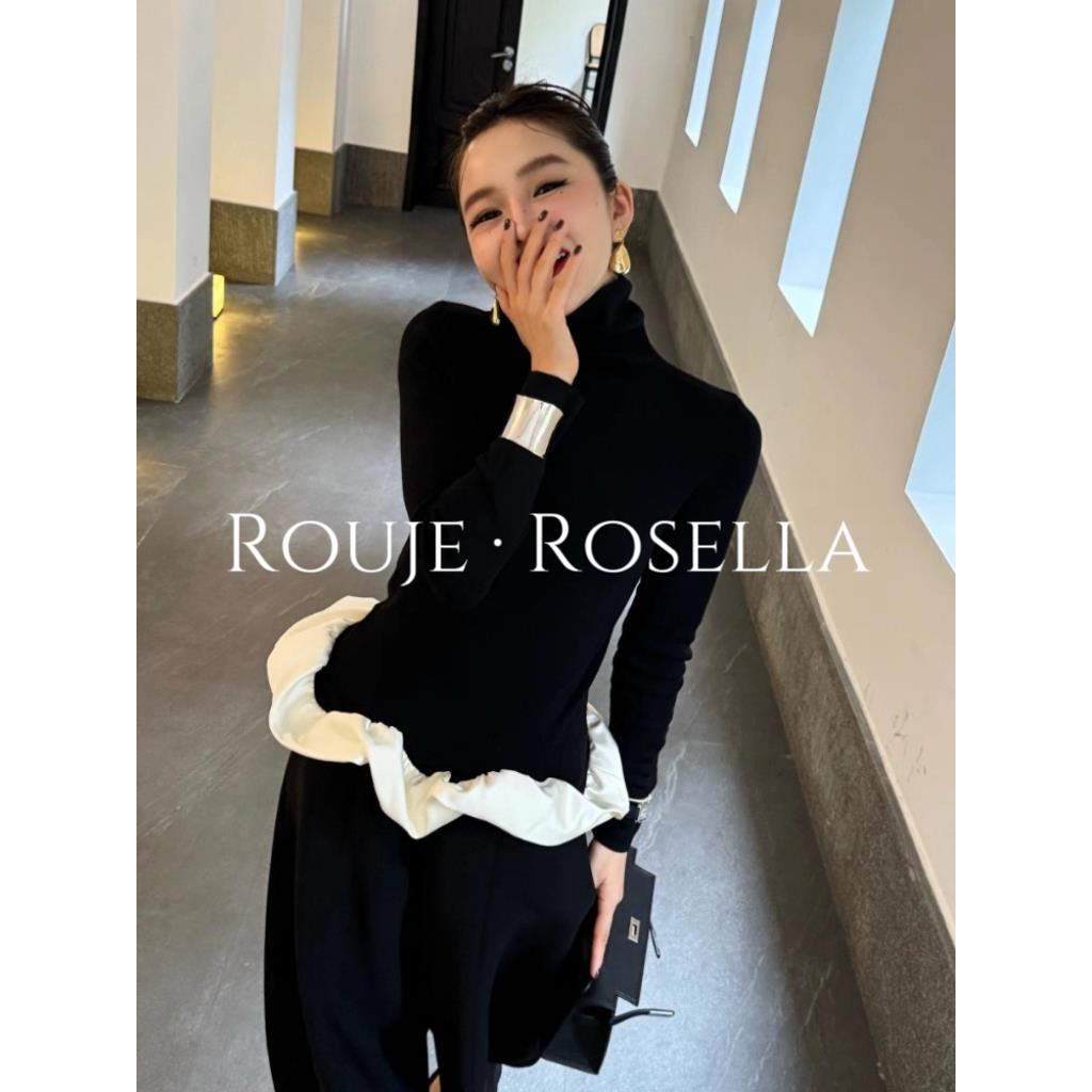 法国Rouje Rosella?巨好看小香风针织上衣女轻熟气质掐腰毛衣