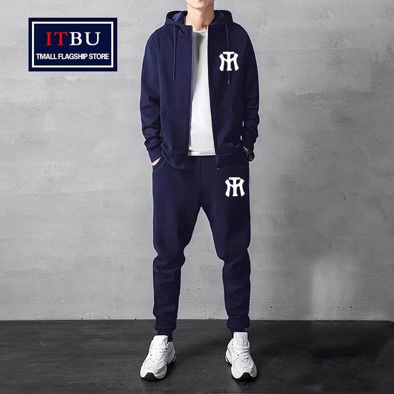 跑步运动休闲套装男士外套2025新款春秋冬季开衫连帽卫衣卫裤男装
