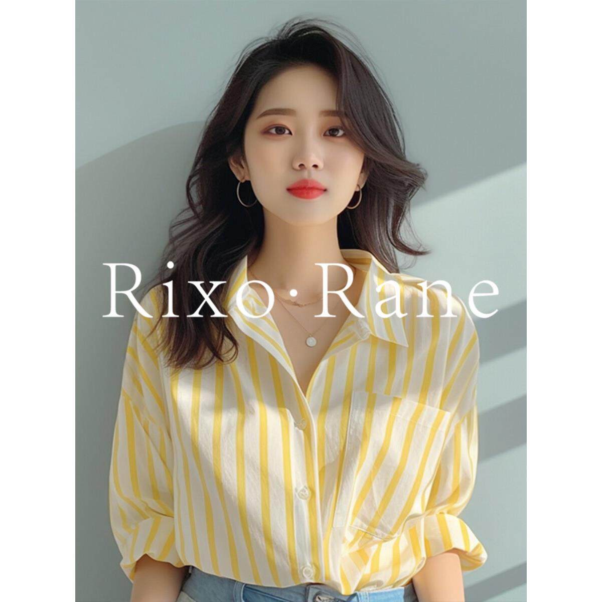 法国Rixo Rane 舒适高颜⭐黄白竖条纹衬衫女春秋季海边防晒衫衬衣