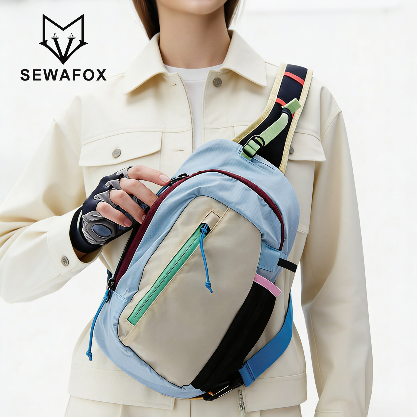 户外单肩斜挎包女新款运动徒步登山胸包骑行包旅游轻便单肩背包男