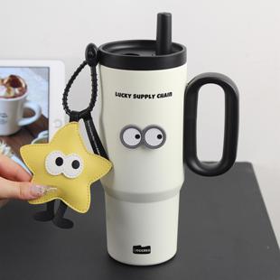 高颜值冰霸杯吸管保温杯女生大容量随行车载杯子便携把手学生水杯