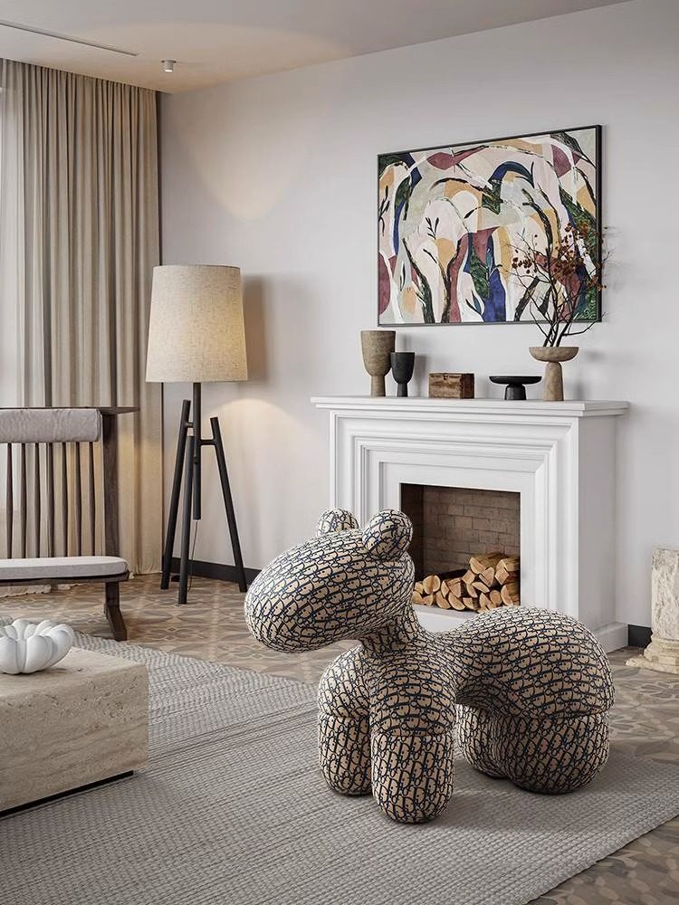 网红创意小马座椅大型客厅落地摆件软装饰品羊驼高档乔迁新居礼品