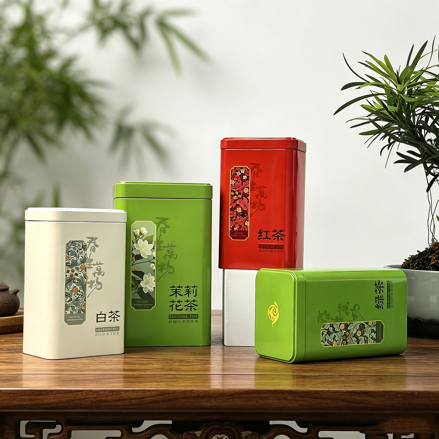 国潮风密封防潮绿茶茶叶罐铁罐