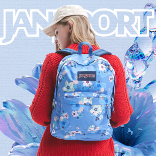 JanSport官网潮杰斯伯流印花双肩包女时尚花色背书包休闲包 T501
