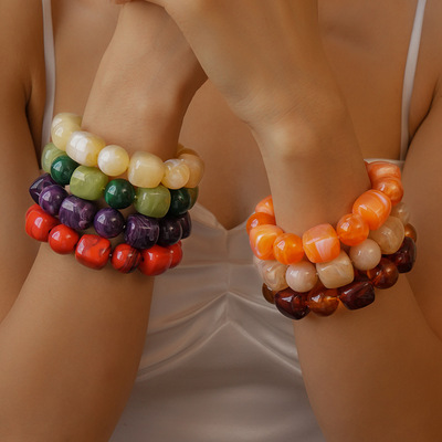 欧克力串珠不规则方形圆形手链女