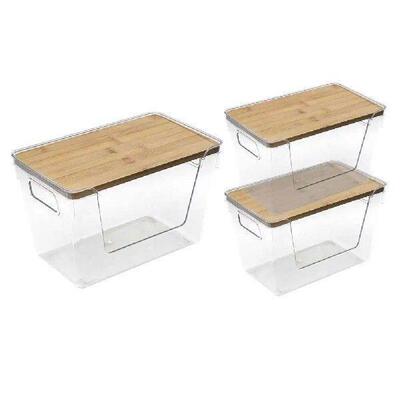 Stackable Trash Bag Dispenser with Bamboo Lid Vanity Table