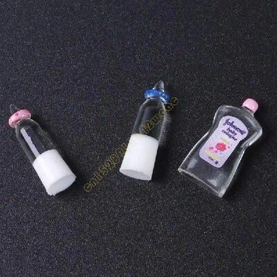 3Pcs Mini Baby Shampoo Milk Bottle Bib Model Preschool Kids