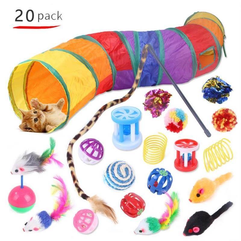 Pets Toys Mouse Shape Balls Foldable Cat Kitten Play Tunnel