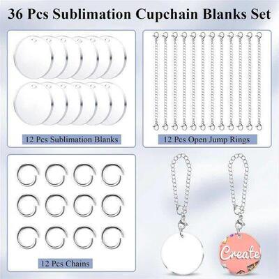 72PCS Sublimation Charm Accessories for Cup Name ID Charm