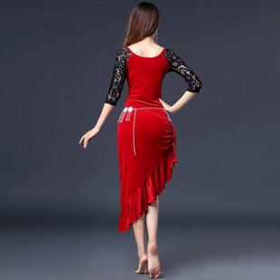 Latin Dance Costume Female Adult Latin Dance Dress Golden Ve