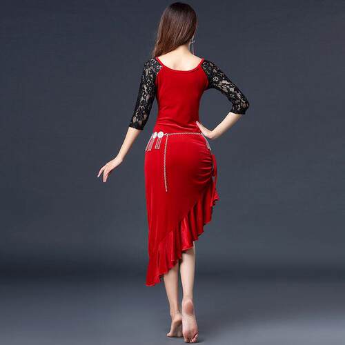 Latin Dance Costume Female Adult Latin Dance Dress Golden Ve