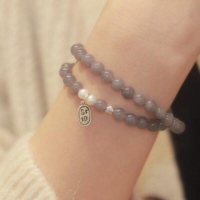 Ins Style Grey Agate Crystal Brlet Multi-Circle Freshwater P